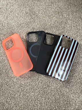 OtterBox iPhone Case Lot - Coral, Black, Striped Brown & Light Blue